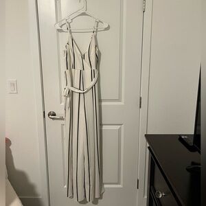 American Threads Black and White Striped Jumpsuit